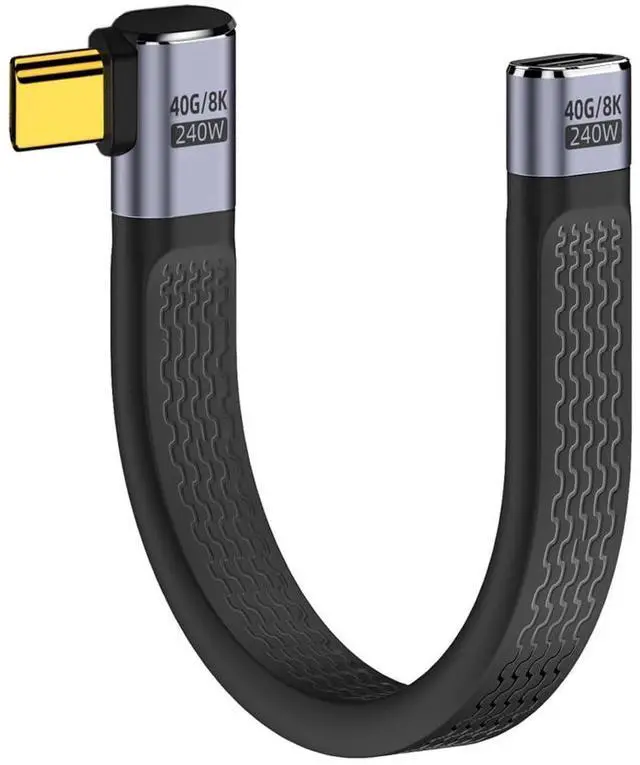 Main image of USB4 USB-C Extension Cable Type-C Slim Flat Male to Female Right Angled 90 Degree 40Gbps with 240W 100W Charging and 8K Compatible with Thunderbolt3/4 (Angled 240W)