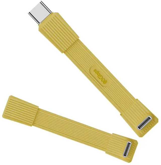 Main image of USB5.0 Type-C 80Gbps Flat Slim FPC USB-C Male to Male & Female Extension Cable Up Angled 90 Degree 240W 16K 8K 60Hz 5K Compatible with 40Gbps USB4.0 Thunderbolt Yellow Color (2-Pack)