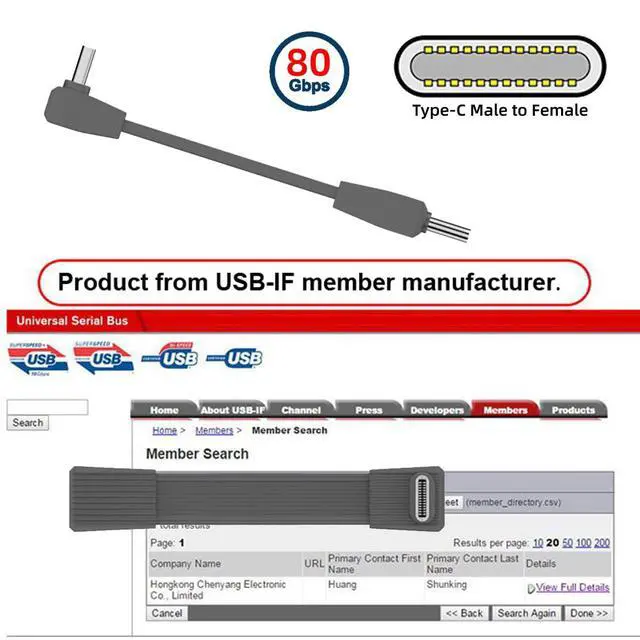Alt view image 5 of 7 - USB5.0 Type-C 80Gbps Flat Slim FPC USB-C Male to Male & Female Extension Cable Up Angled 90 Degree 240W 16K 8K 60Hz 5K Compatible with 40Gbps USB4.0 Thunderbolt Grey Color (2-Pack)