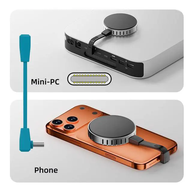 Alt view image 6 of 7 - USB5.0 Type-C 80Gbps Flat Slim FPC USB-C Male & Female Extension Cable Up Angled 90 Degree 240W 16K 8K 60Hz 5K Compatible with 40Gbps USB4.0 Thunderbolt Blue Color (2-Pack)