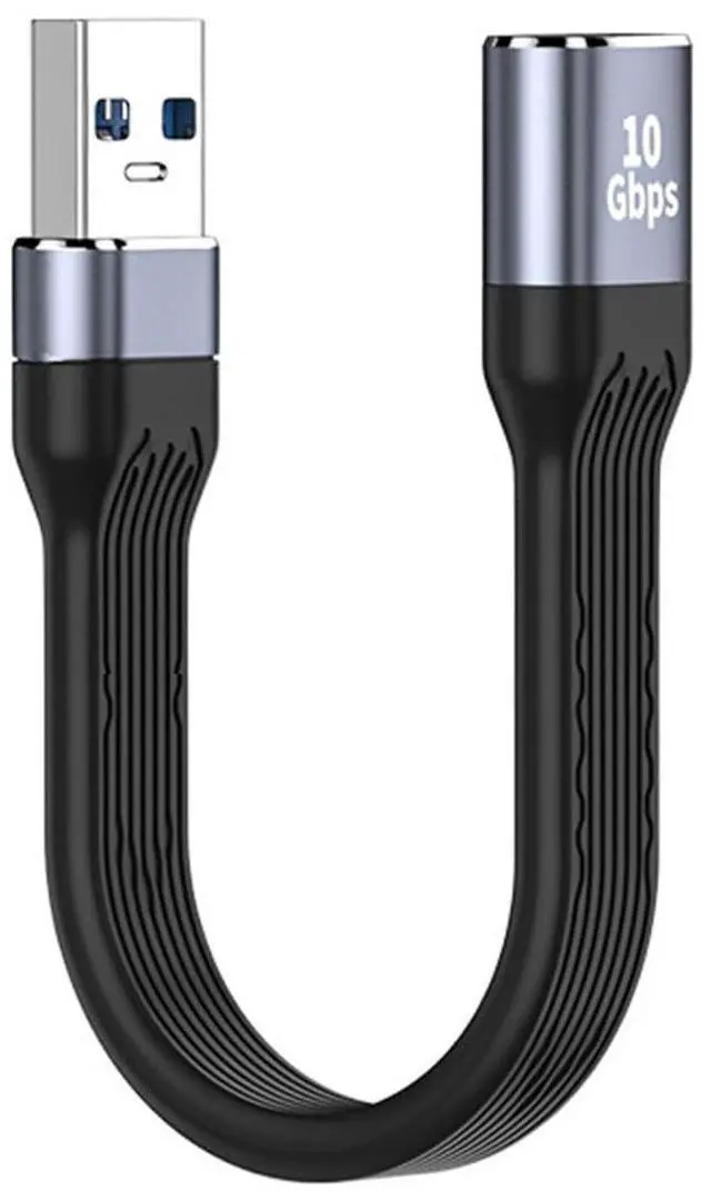Main image of 10Gbps USB 3.0 Type-A Male to USB3.0 Type-A Female Extension Flat Slim FPC Data Power Cable Compatible with Laptop Phone (Black 13cm)