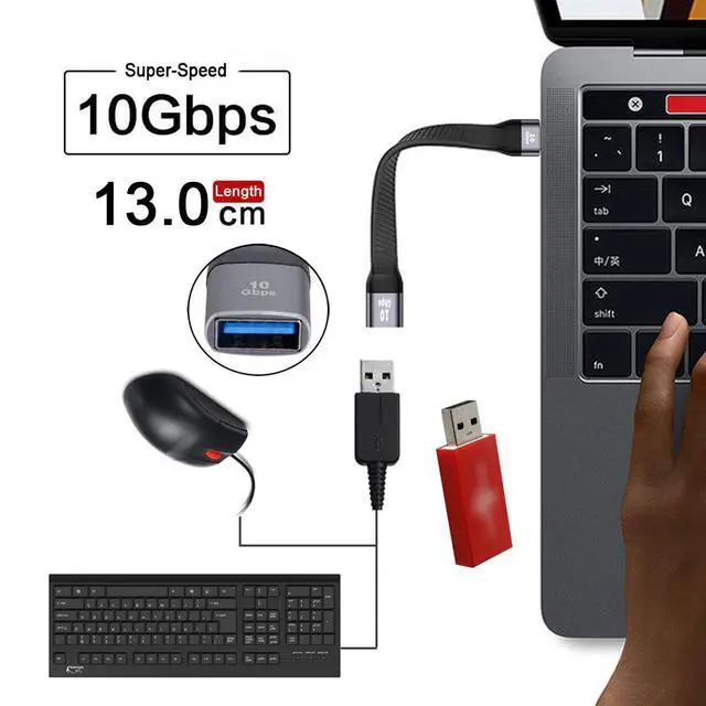 Alt view image 6 of 7 - 10Gbps USB 3.0 Type-A Male to USB3.0 Type-A Female Extension Flat Slim FPC Data Power Cable Compatible with Laptop Phone (Black 13cm)