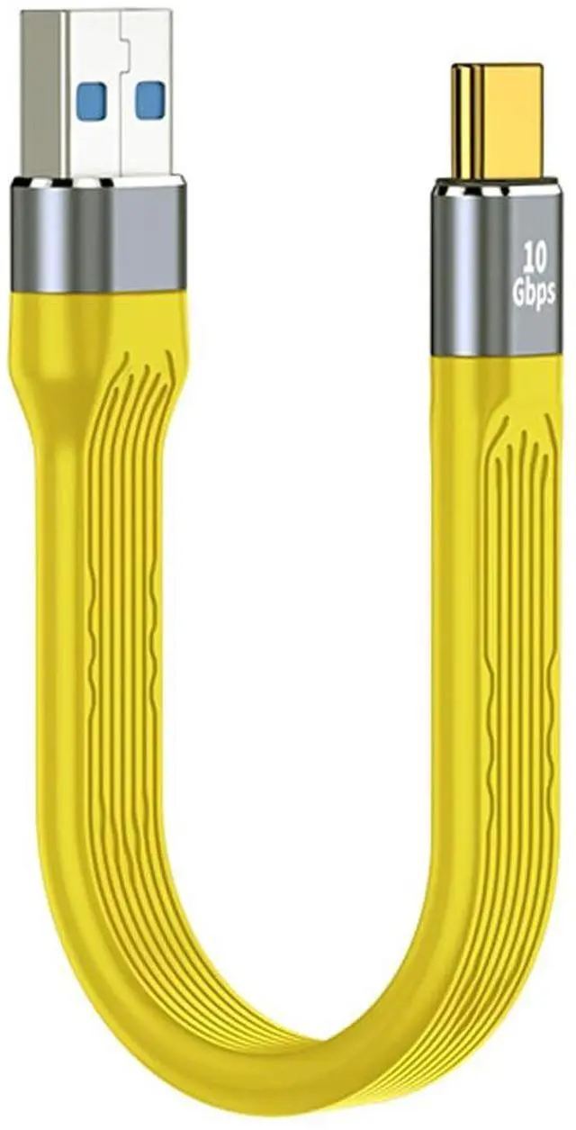 Main image of 10Gbps USB3.0 Type-A Male Host to USB 3.1 Type-C Male USB-C Device Flat Slim FPC Data Cable Compatible with Laptop Phone (Yellow 13cm)