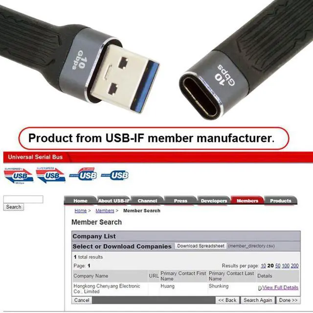 Alt view image 5 of 7 - 10Gbps USB 3.1 Type-C Female USB-C to USB3.0 Type-A Male Flat Slim FPC Data Power Cable Compatible with Laptop Phone (Black 13cm)