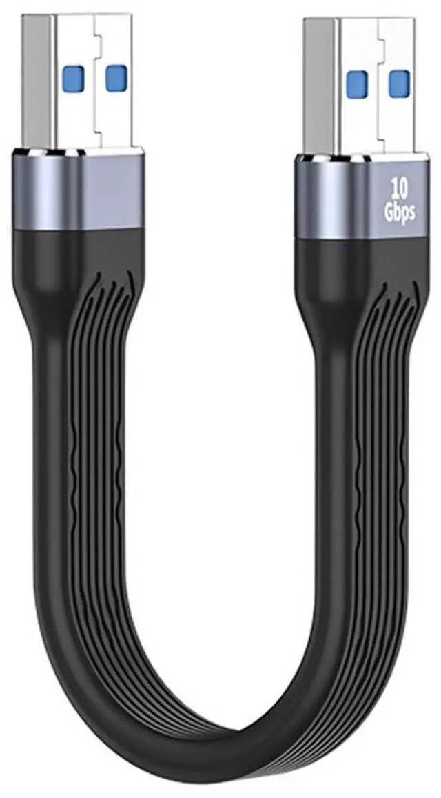 Main image of 10Gbps USB 3.0 Type-A Male to USB3.0 Type-A Male Flat Slim FPC Data Power Cable Compatible with Laptop Phone (Black 13cm)