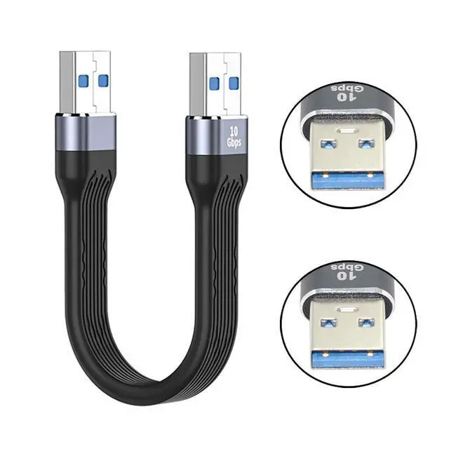 Alt view image 4 of 7 - 10Gbps USB 3.0 Type-A Male to USB3.0 Type-A Male Flat Slim FPC Data Power Cable Compatible with Laptop Phone (Black 13cm)