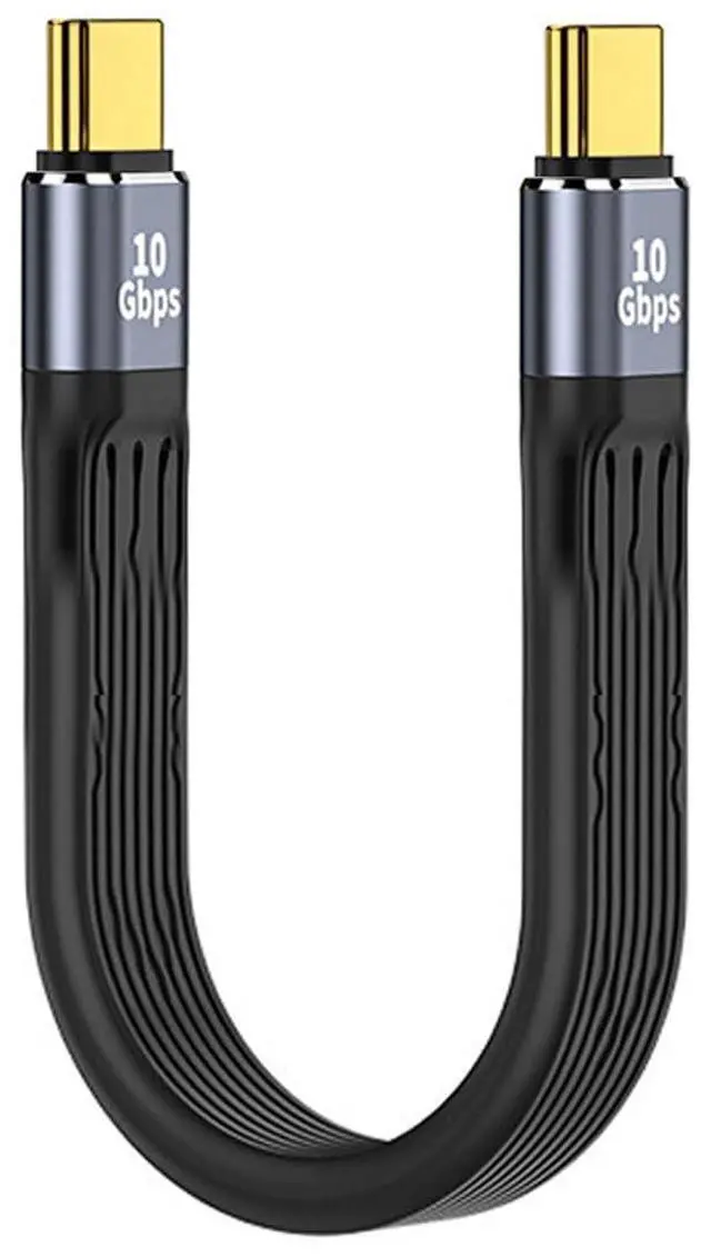 Main image of 10Gbps USB 3.1 Type-C Female USB-C to USB Type-C Male Flat Slim FPC Data Power Cable Compatible with Laptop Phone (Black 13cm)