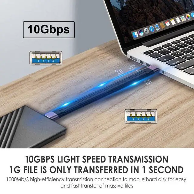 Alt view image 6 of 7 - 10Gbps USB 3.0 Type-A Male to USB3.0 Type-A Male Flat Slim FPC Data Power Cable Compatible with Laptop Phone (Black 13cm)