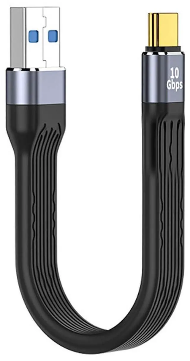 Main image of 10Gbps USB3.0 Type-A Male Host to USB 3.1 Type-C Male USB-C Device Flat Slim FPC Data Cable Compatible with Laptop Phone (Black 13cm)