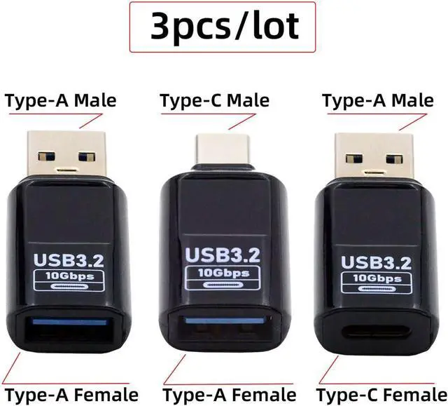 Alt view image 4 of 7 - Type-C USB-C to USB3.2 Type-A Adapter 10Gbps Data Current Voltage Smart LED Display Fast Charging Monitoring Display Tester Detector (3pack)