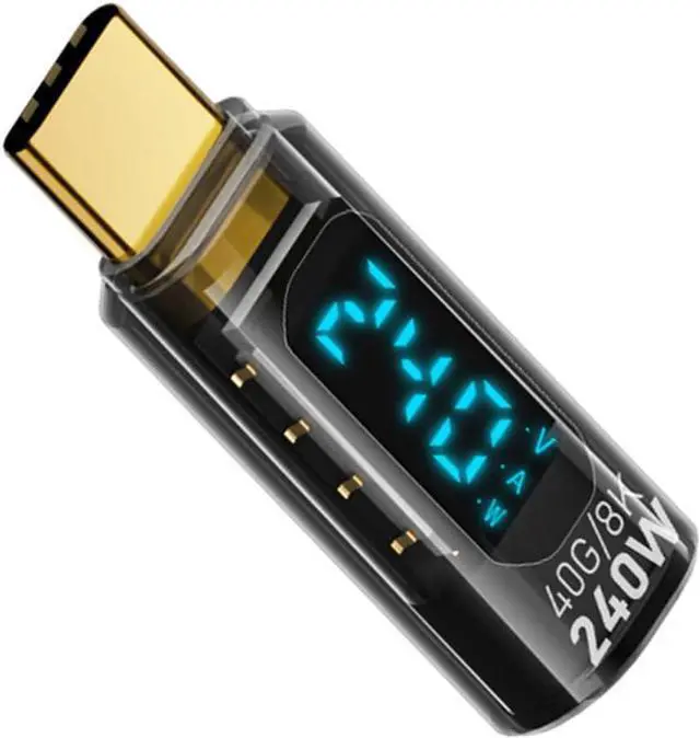Main image of Type-C USB-C Male to Female Extension Adapter Smart LED Display Current Voltage Transparent USB4.0 40Gbps 240W Monitoring Tester Detector