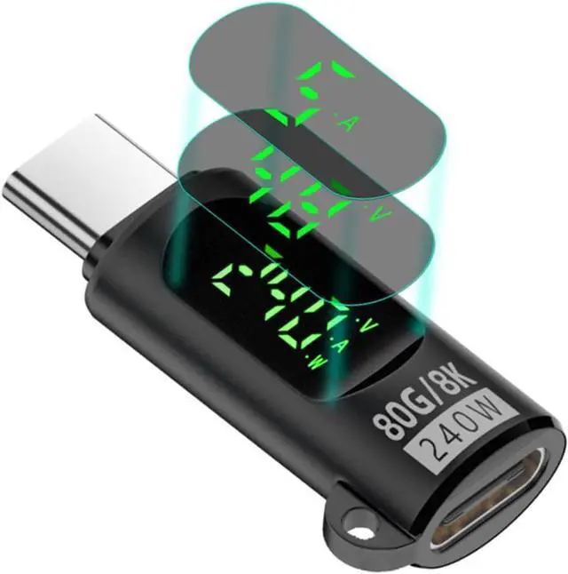 Main image of Type-C USB-C Male to Female Extension Adapter Smart LED Display Current Voltage Transparent USB5.0 USB4.0 80Gbps 240W Monitoring Tester Detector