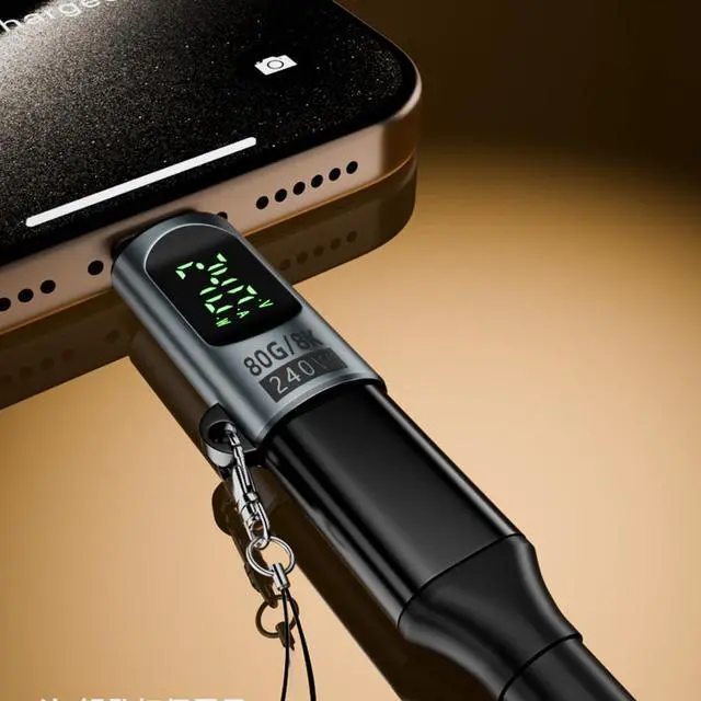 Alt view image 3 of 7 - Type-C USB-C Male to Female Extension Adapter Smart LED Display Current Voltage Transparent USB5.0 USB4.0 80Gbps 240W Monitoring Tester Detector