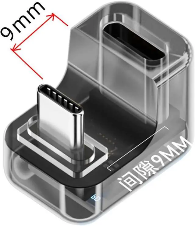 Alt view image 3 of 7 - Type-C USB-C Male to Female Extension Adapter Smart LED Display Current Voltage Transparent USB4.0 40Gbps 140W Opposite U Shape Back Angled Current Voltage Monitoring