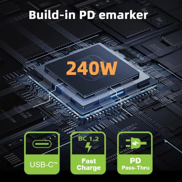 Alt view image 7 of 7 - USB5.0 80Gbps Type-C USB-C Male to Female Extension Adapter Smart LED Display Switch with 240W 8K 5K Compatible with USB4.0 Thunderbolt3/4/5