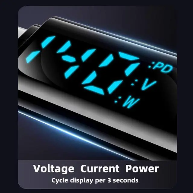 Alt view image 7 of 7 - Type-C USB-C Male to Male Extension Smart LED Display Current Voltage Adapter Transparent USB4.0 40Gbps 140W Monitoring Tester Detector