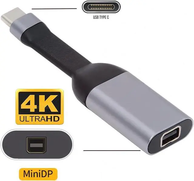 Alt view image 2 of 7 - USB4 Type-C Source USB5.0 USB-C Host to Mini DP Displayport 4K 60hz UHD Sink HDTV Monitor Adapter Ultra Slim Flat Cable 1080p Compatible with Laptop Tablet Phone