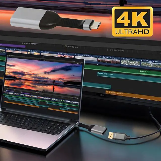 Alt view image 6 of 7 - USB4 Type-C Source USB5.0 USB-C Host to Displayport 4K 60hz UHD Sink HDTV Monitor Adapter Ultra Slim Flat Cable 1080p Compatible with Laptop Tablet Phone