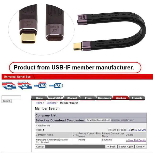 Alt view image 5 of 7 - USB4 USB-C Extension Cable Type-C Slim Flat Male to Female 40Gbps with 100W Charging and 8K@60Hz Compatible with Thunderbolt3/4 (Black 100W)