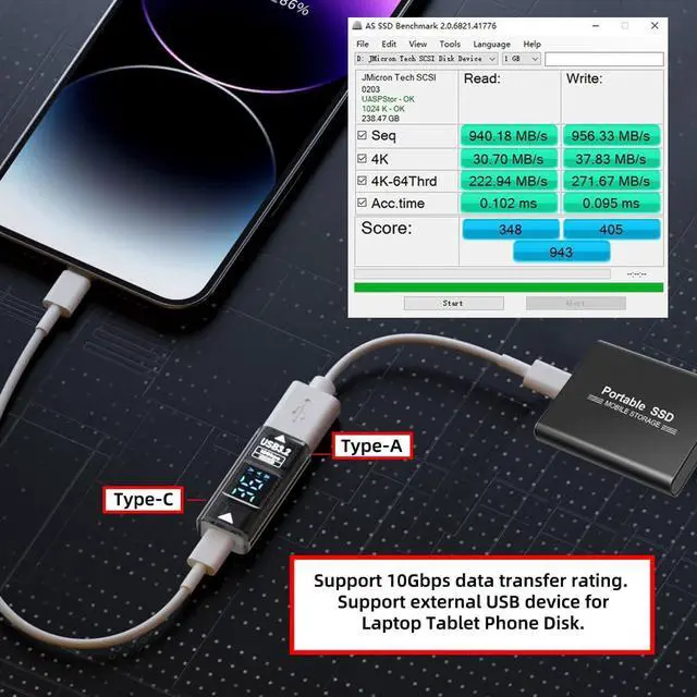 Alt view image 5 of 7 - Type-C USB-C Female to USB Type-A Female Adapter Data Current Voltage Smart LED Display Fast Charging Monitoring Display Tester Detector (3pack)