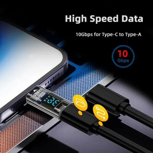 Alt view image 6 of 7 - Type-C USB-C Female to USB Type-A Female Adapter Data Current Voltage Smart LED Display Fast Charging Monitoring Display Tester Detector (3pack)
