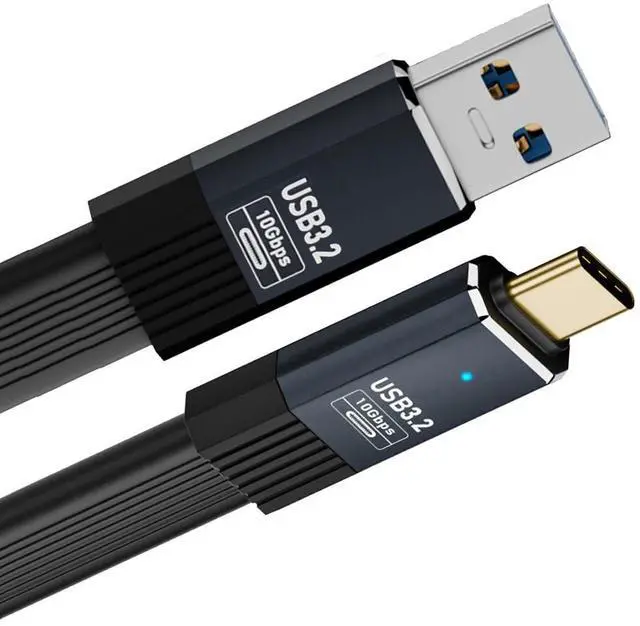 Main image of USB3.1 Type-A Male to USB-C Type-C Male 10Gbps Flat Slim FPC USB-C Data Power Cable 5V3A Compatible with Laptop Phone Disk Camera (50cm)