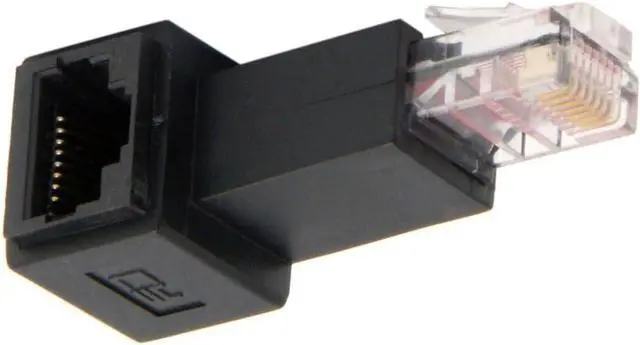 Main image of Left Angled 90 Degree 8P8C FTP STP UTP Cat 5e Male to Female LAN Ethernet Network Extension Adapter