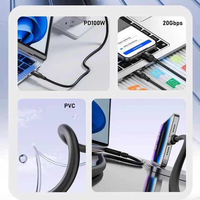 Alt view image 2 of 7 - 10Gbps USB-C USB 3.1 Type C Gen2 Male to Male Data 100W Cable with E-Marker (1.0M)