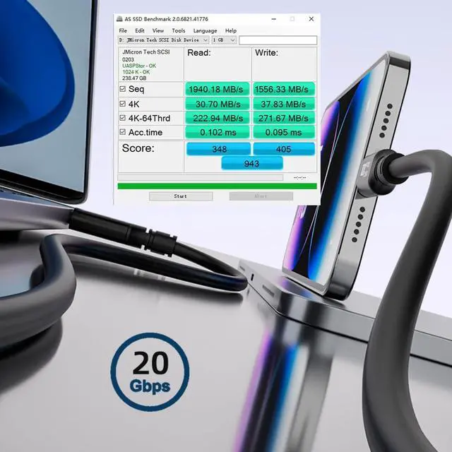 Alt view image 3 of 7 - 10Gbps USB-C USB 3.1 Type C Gen2 Male to Male Data 100W Cable with E-Marker (2.0M)