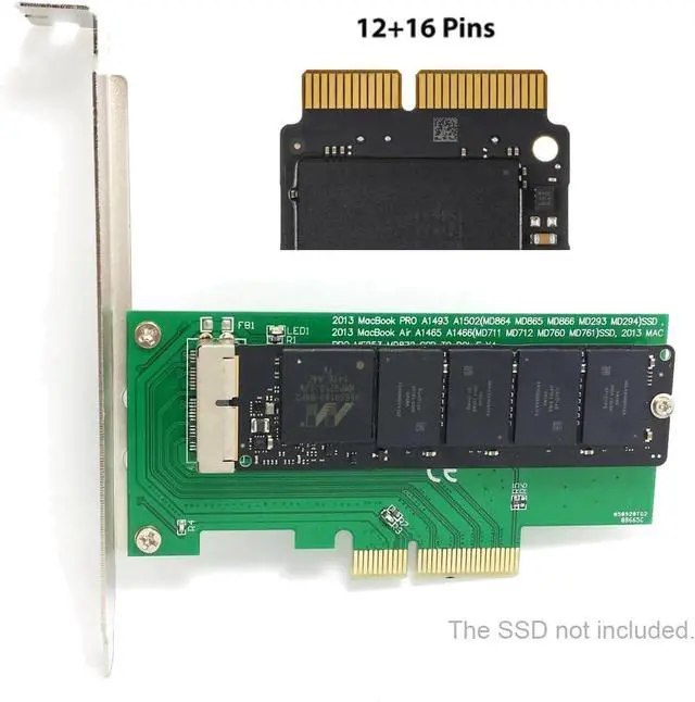 Alt view image 4 of 7 - PCI Express PCI-E to 2013 2014 2015 Mac Pro Air 12+16Pin SSD AHCI NVME Convert Card for A1493 A1502 A1465 A1466