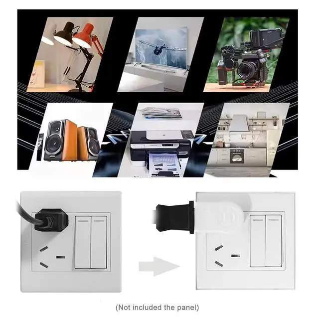 Alt view image 4 of 7 - NEMA 1-15P USA Outlet Saver Power Extension Adapter 2-Prong 2 Outlets 90 Degree Left Right Angled