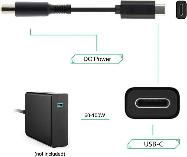 Alt view image 6 of 7 - Type C USB-C Input to 65W DC 7.9x5.4mm Power PD Charge Angled Cable for Laptop 18-20V (7.9x5.4mm)