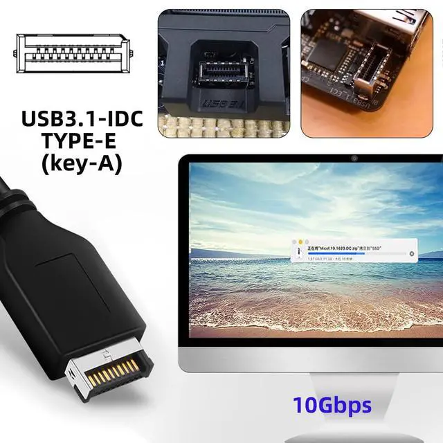 Alt view image 4 of 7 - USB 3.1 Front Panel Header Host to USB-A Type-A Male Device Extension Data Cable 50cm