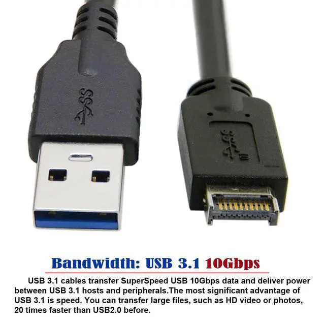 Alt view image 6 of 7 - USB 3.1 Front Panel Header Host to USB-A Type-A Male Device Extension Data Cable 50cm