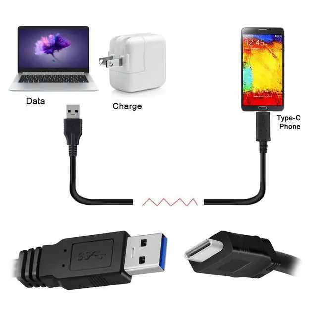 Alt view image 4 of 7 - 5Gbps USB-C 3.1 Type C USB-C to USB 3.0 Male Data Cable for Laptop & Tablet & Phone (500cm)