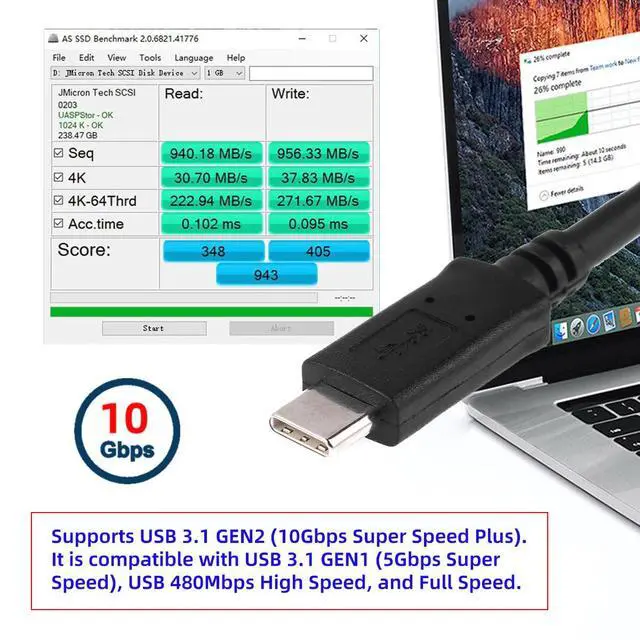 Alt view image 6 of 7 - 10Gbps Reversible USB 3.1 Type-C Male to USB-C Male Data Cable for Tablet & Phone & Laptop 1m(100CM)