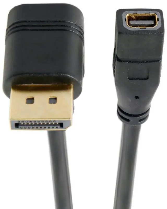 Main image of Down Angled DP DisplayPort 90 Degree to Mini DP DisplayPort Female Cable for Displays Monitors (Down Angled)