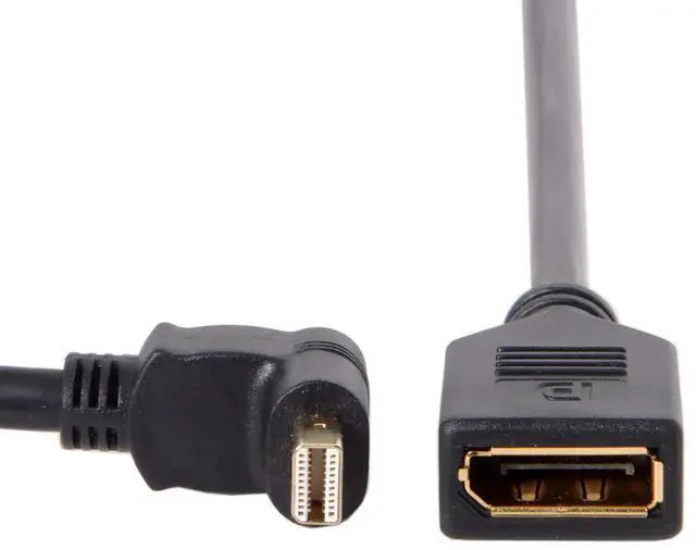Main image of Mini DP DisplayPort 90 Degree to DisplayPort Female Cable for Displays Monitors (Down Angled)