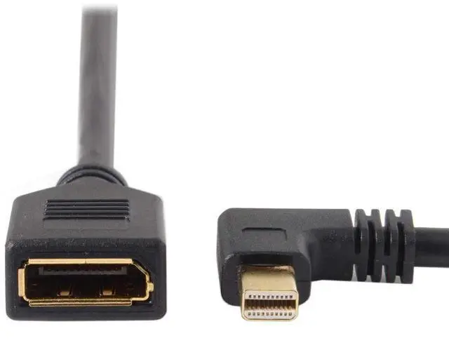 Main image of Mini DP DisplayPort 90 Degree to DisplayPort Female Cable for Displays Monitors (Left Angled)