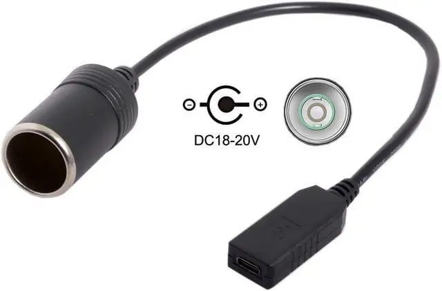 Alt view image 3 of 7 - USB 3.1 Type C USB-C Female Host to Auto Car DC12-24V Plug Receptacle Charger Cable 20V 100W Auto Interior Accessories