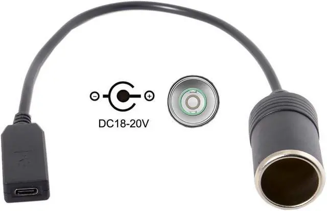 Alt view image 6 of 7 - USB 3.1 Type C USB-C Female Host to Auto Car DC12-24V Plug Receptacle Charger Cable 20V 100W Auto Interior Accessories