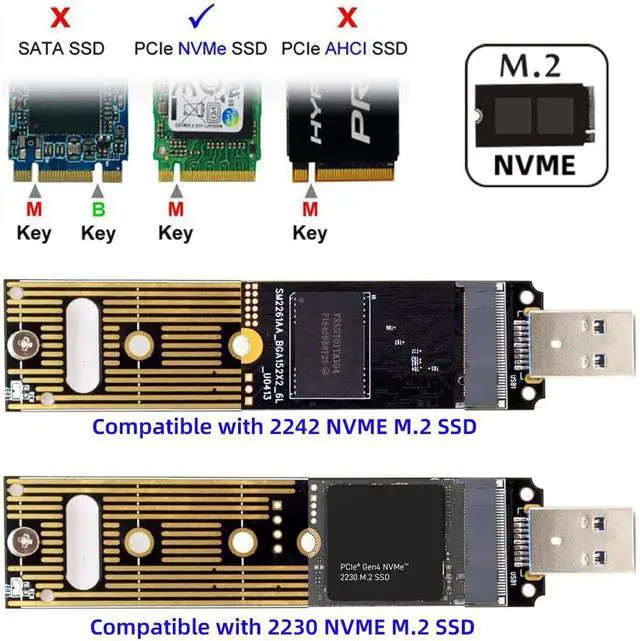 Alt view image 2 of 7 - USB 3.0 to Nvme M-Key M.2 NGFF SSD External PCBA Conveter Adapter Card Flash Disk Type 10Gbps