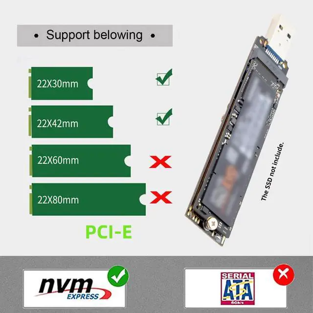 Alt view image 7 of 7 - USB 3.0 to Nvme M-Key M.2 NGFF SSD External PCBA Conveter Adapter Card Flash Disk Type 10Gbps