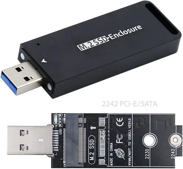 Alt view image 2 of 7 - 42mm NVME NGFF M2 M-Key or B/M-Key SSD to USB 3.0 External PCBA Conveter Adapter Card Flash Disk Type Black
