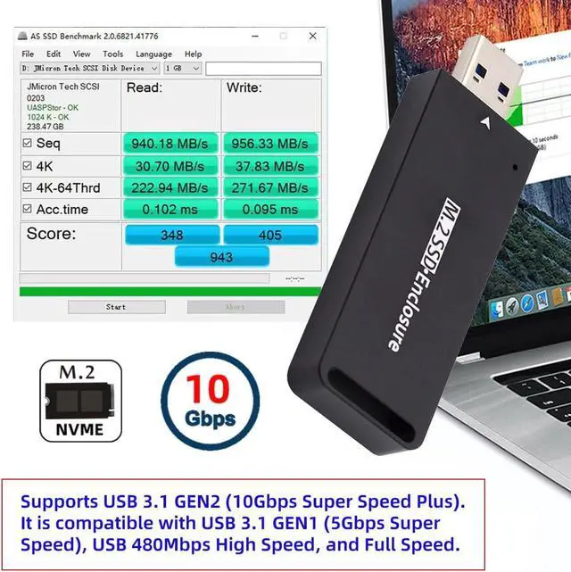 Alt view image 3 of 7 - 42mm NVME NGFF M2 M-Key or B/M-Key SSD to USB 3.0 External PCBA Conveter Adapter Card Flash Disk Type Black