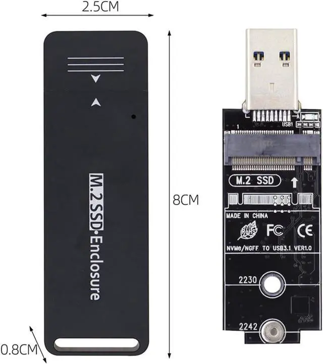 Alt view image 5 of 7 - 42mm NVME NGFF M2 M-Key or B/M-Key SSD to USB 3.0 External PCBA Conveter Adapter Card Flash Disk Type Black