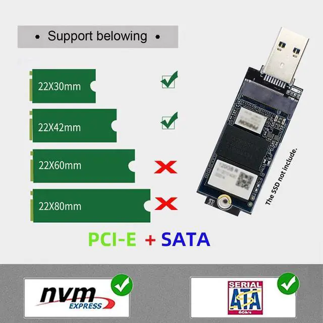 Alt view image 6 of 7 - 42mm NVME NGFF M2 M-Key or B/M-Key SSD to USB 3.0 External PCBA Conveter Adapter Card Flash Disk Type Black