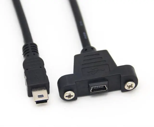 Main image of Panel Mount Type Mini USB 5Pin Male to Female Extension Adapter Cable Screws (50CM)