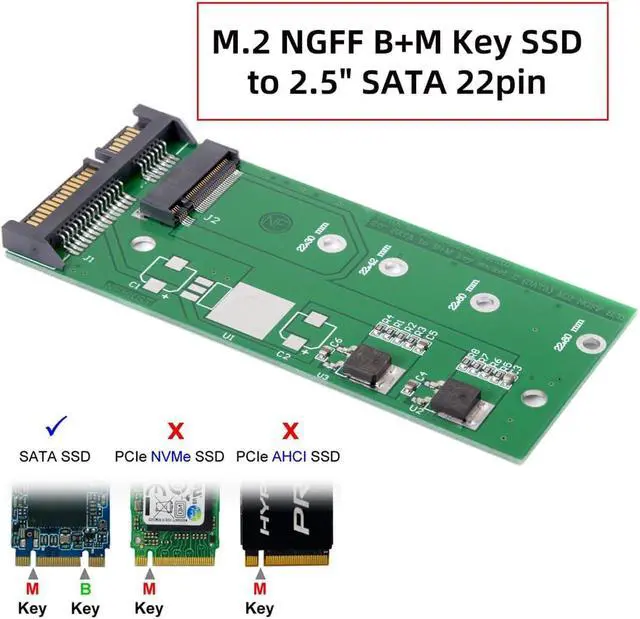 Alt view image 2 of 7 - M.2 NGFF B+M Key SSD to 2.5" SATA 22pin Hard Disk SSD PCBA for E431 E531 X240S Y410P Y510P