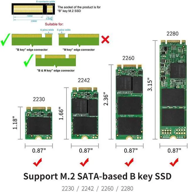 Alt view image 7 of 7 - M.2 NGFF B+M Key SSD to 2.5" SATA 22pin Hard Disk SSD PCBA for E431 E531 X240S Y410P Y510P